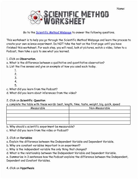 scientific method story worksheet answers